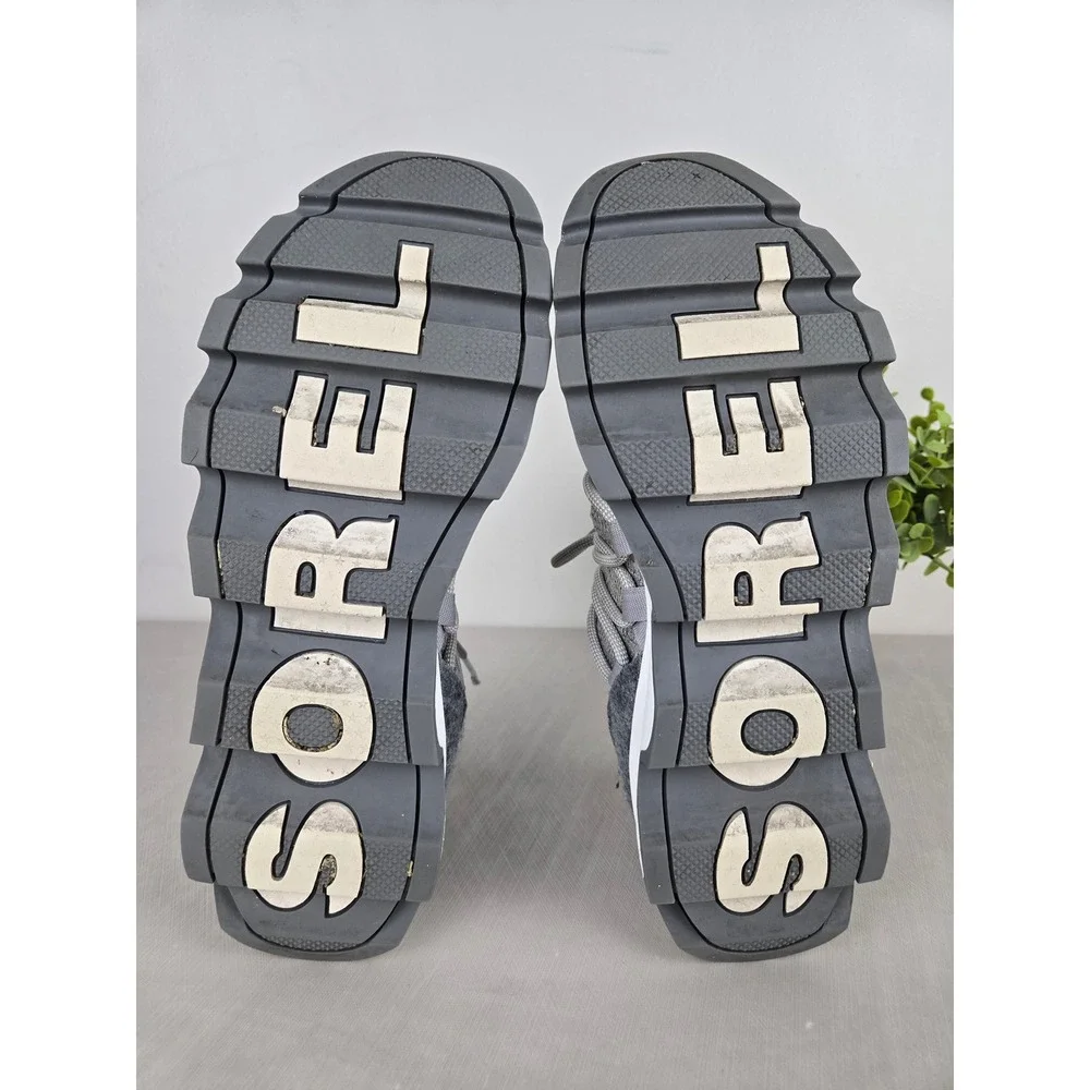 Sorel Kinetic Breakthru Knit Sneaker Women Gray Lace Up Comfort Shoes Size 8